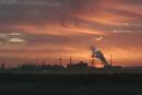 06-1910 A Fiery Sunset over the Industrial Landscape of Teesside, North East Coast of England
